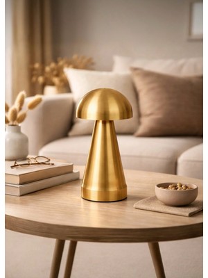 Allians Dokunmatik Gece Lambası, 3 Kademe Işık, USB Girişli, Gold Metal Tasarım