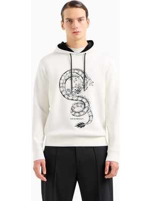 Emporio Armani Erkek Marka Logolu Uzun Kollu Rahat Beyaz Sweatshirt EM000004 AF10013-U0003