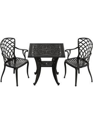 Ivf Siyah Kare Masa + 2'li Hitit Sandalye