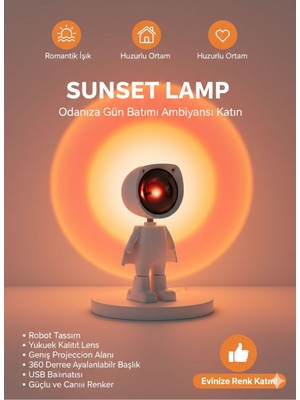 Allians 360° Dönebilen Gün Batımı Projeksiyon Gece Lambası