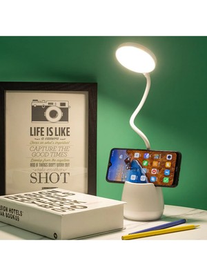 Allians Bükülebilir Masa Lambası, 3 Renkli Dokunmatik, Telefon Standı ile Okuma Işığı