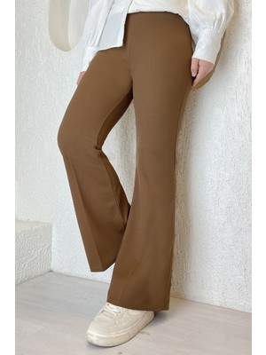 inStyle Ispanyol Paça Scuba Pantolon - Kahverengi