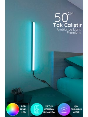 Allians Uzaktan Kumandalı Rgb LED Masa Gece Lambası, Yatak Üstü ve Tv Yanı 50 cm
