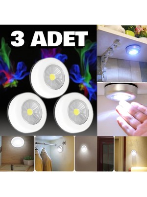 Allians 3'lü Pilli Kendinden Yapışkanlı Dolap, Mutfak ve Kitaplık Rafları, Dekoratif Lamba