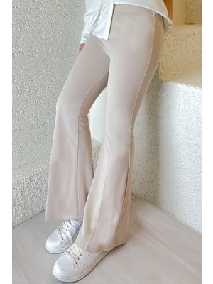 inStyle Ispanyol Paça Scuba Pantolon - Taş