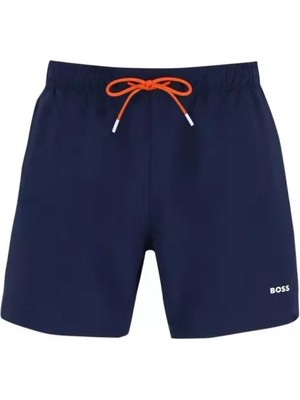 Boss Erkek Hızlı Kuruyan Logo Detaylı Lacivert Deniz Şortu 50491601-415
