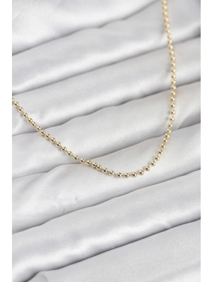 Alvo Store Buğz cm 14K Gold Renk Top Zincirli Model 60 cm Kadın Kolye