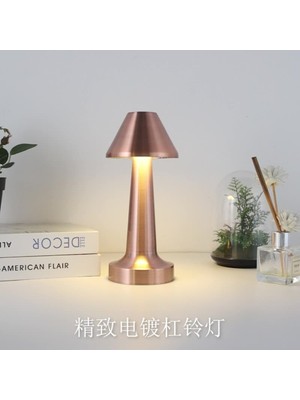 Allians Şık Dokunmatik Ledli Üçgen Masa Lambası, Bronz Renk, 22X9 cm