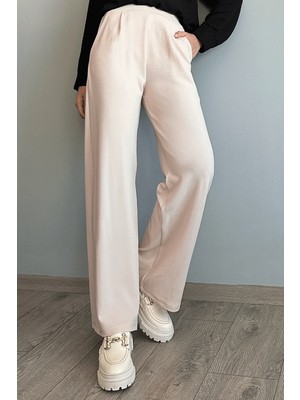 inStyle Pile Detay Bol Paça Ekru Pantolon