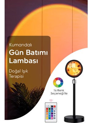 Allians Kumandalı Gün Batımı LED Masa Lambası, 16 Renkli Dekoratif Işık