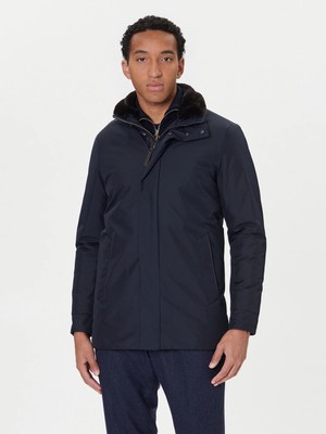 Paul & Shark Erkek Regular Fit Dik Yaka Fermuarlı Uzun Lacivert Mont 15312401-013