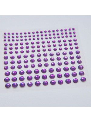 Özbience Koyu Mor Işıltılı Yapışkanlı Vücut ve Yüz Taşı Seti, 165 Adet, 2-6mm