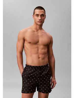 Calvin Klein Erkek Elastik Bel Bantlı Hızlı Kuruyan Kumaş Siyah Deniz Şortu LV00N61027-PCS