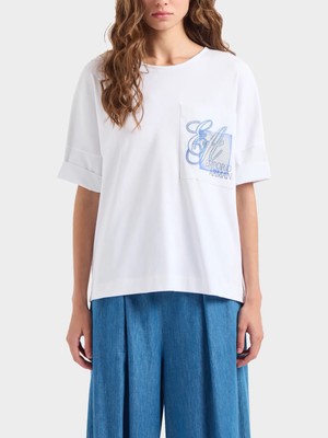 Emporio Armani Kadın Marka Logolu Kısa Kol Yuvarlak Yaka Beyaz T-Shirt 3D2M7X 2JJKZ-0100
