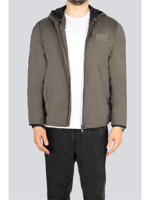 EA7 Erkek Kapşonlu Yaka Uzun Kol Fermuar Kapama Cep Detay Kahverengi Ceket 7M000286 AF12953-U6139