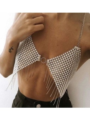 Özbience Parlak Taş Görünümlü Askılı Sütyen, Şık ve Çekici Vücut Aksesuarı