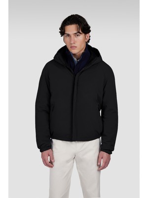 Paul & Shark Erkek Regular Fit Kapüşonlu Çift Taraflı Kaşmir Siyah Ceket 15312426-011