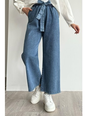inStyle Kendinden Kemerli Mavi Kot Pantolon