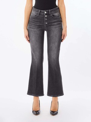 Liu Jo Kadın Eskitme Desenli Normal Kalıp Bol ve Kısa Paçalı Denim Gri Pantolon UF5040D4615-87352