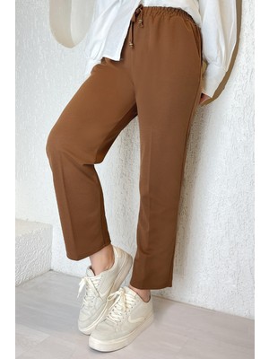 inStyle Beli Lastikli Likralı Duble Kumaş Pantolon - Taba