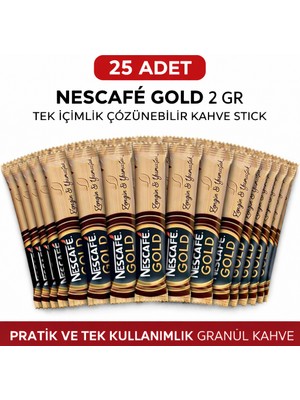 Bezos Nescafe Gold 2 gr 25 Adet Tek Içimlik Stick Çözünebilir Granül Kahve Paket