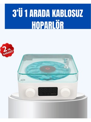 Zero Land Hnrlishp Retro Tasarımlı Gece Lambalı Bluetooth Hoparlör – Saat ve Pil Göstergeli