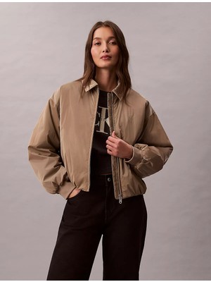 Calvin Klein Kadın Çentikli Yaka Uzun Kol Fermuar Kapama Kahverengi Ceket LV047E508G-VFU
