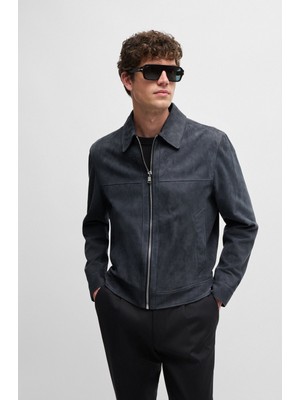 Boss Erkek Cep Detaylı Fermuar Kapamalı Uzun Kollu Mavi Ceket 50510178-412