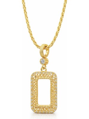 Vipfoni Altın Kaplama 60 cm Burgu Zincirli Gram Çerçeve Kolye