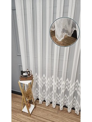 Farbateks Dikim Etek Geniş Ritim Model Desenli 2kat Pileli Tül Perde