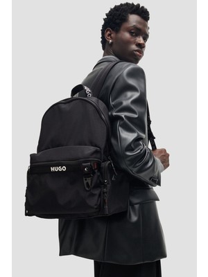 Hugo Erkek Fermuar Kapamalı Sırt Askılı Çok Bölmeli Siyah Çanta 50536007-001