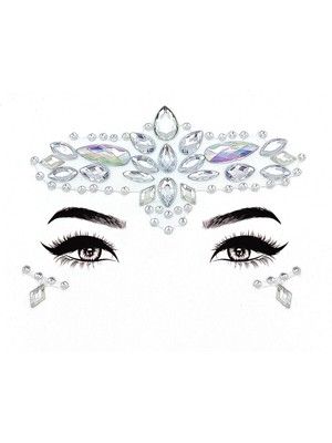 Özbience Holografik Lotus Figürlü Kristal Yüz Taşı Face Sticker, 75 Karakter