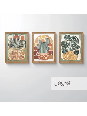 Ahsen resim çerçeve Çerçeveli 3'lü Tablo Set - Duvar Dekoru Soyut Tabloları - Leyra