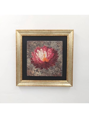 Ahsen resim çerçeve Çerçeveli Doğal Taş Üzerine Ebru Sanatı Temalı Baskı Tablo (Lale)