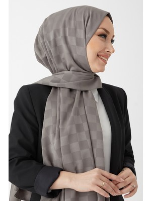 inStyle Maura Dama Desen Ipeksi Jakar Şal - Koyu Gri
