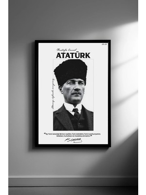 Ahsen resim çerçeve Atatürk - Çerçeveli Dikey Dekoratif Tablo - (Atatürk'ün Gençliğe Hitabesi)