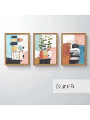 Ahsen resim çerçeve Çerçeveli 3'lü Tablo Set - Duvar Dekoru Soyut Tabloları - Nurea