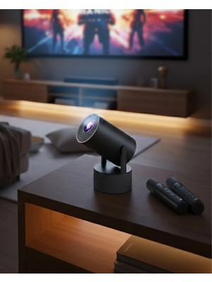 Ucuz Tekno Akıllı Projeksiyon Cihazı Karaoke Mikrofonlu 1080P Android