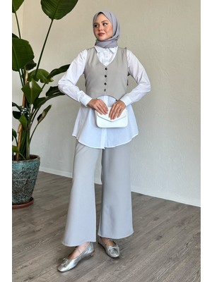 inStyle Yelekli Üçlü Takım Gri