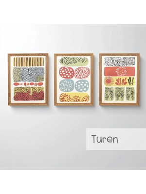 Ahsen resim çerçeve Çerçeveli 3'lü Tablo Set - Duvar Dekoru Soyut Tabloları - Turen