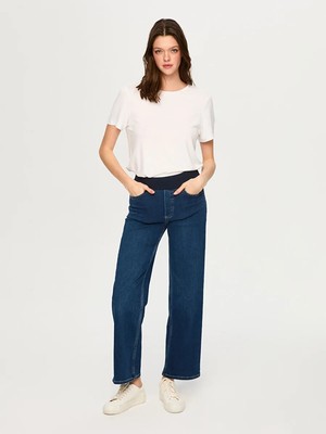 Faik Sönmez Wide Leg Fit Beli Lastikli Rahat Jean Pantolon S26JPN016