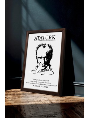 Ahsen resim çerçeve Atatürk - Çerçeveli Dikey Dekoratif Tablo - (Atatürk'ün Sözleri)