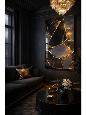 Ahsen resim çerçeve Kırılmaz Cam Tablo 5mm (Kalın) - Ev Işyeri Duvar Dekorasyonu - Soyut Tasarımlar (Dikey)