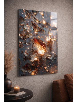 Ahsen resim çerçeve Kırılmaz Cam Tablo 5mm (Kalın) - Ev Işyeri Duvar Dekorasyonu - Soyut Tasarımlar (Dikey)