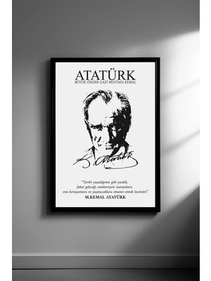 Ahsen resim çerçeve Atatürk - Çerçeveli Dikey Dekoratif Tablo - (Atatürk'ün Sözleri)