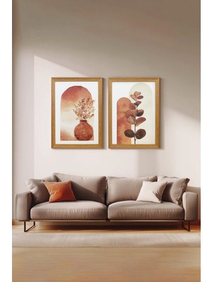 Ahsen resim çerçeve Çerçeveli 2'li Tablo Set - Duvar Dekoru Soyut Tabloları - Nirya