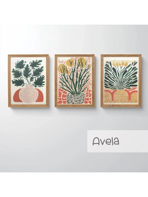 Ahsen resim çerçeve Çerçeveli 3'lü Tablo Set - Duvar Dekoru Soyut Tabloları - Avela