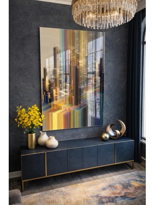 Ahsen resim çerçeve Kırılmaz Cam Tablo 5mm (Kalın) - Ev Işyeri Duvar Dekorasyonu - Soyut Tasarımlar (Dikey)