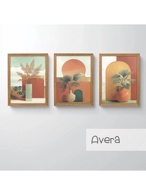 Ahsen resim çerçeve Çerçeveli 3'lü Tablo Set - Duvar Dekoru Soyut Tabloları - Avera