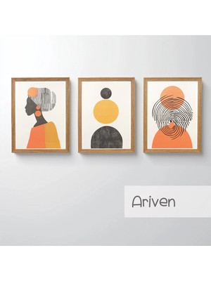 Ahsen resim çerçeve Çerçeveli 3'lü Tablo Set - Duvar Dekoru Soyut Tabloları - Ariven